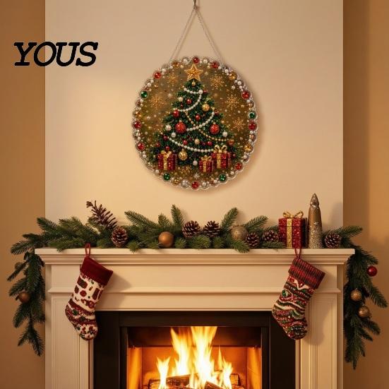 Diamond Painting Christmas Ornament Kit Faux Pearl Hanging Kit, DIY 3D Beads Handmade Festive Home Decor Art Craft, Acrylic Gem Board for Window,