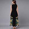 Plus Size Women Sleeveless Round Neck Dress Fresh Tiny Ditsy Floral Flowy Mid Length Gown