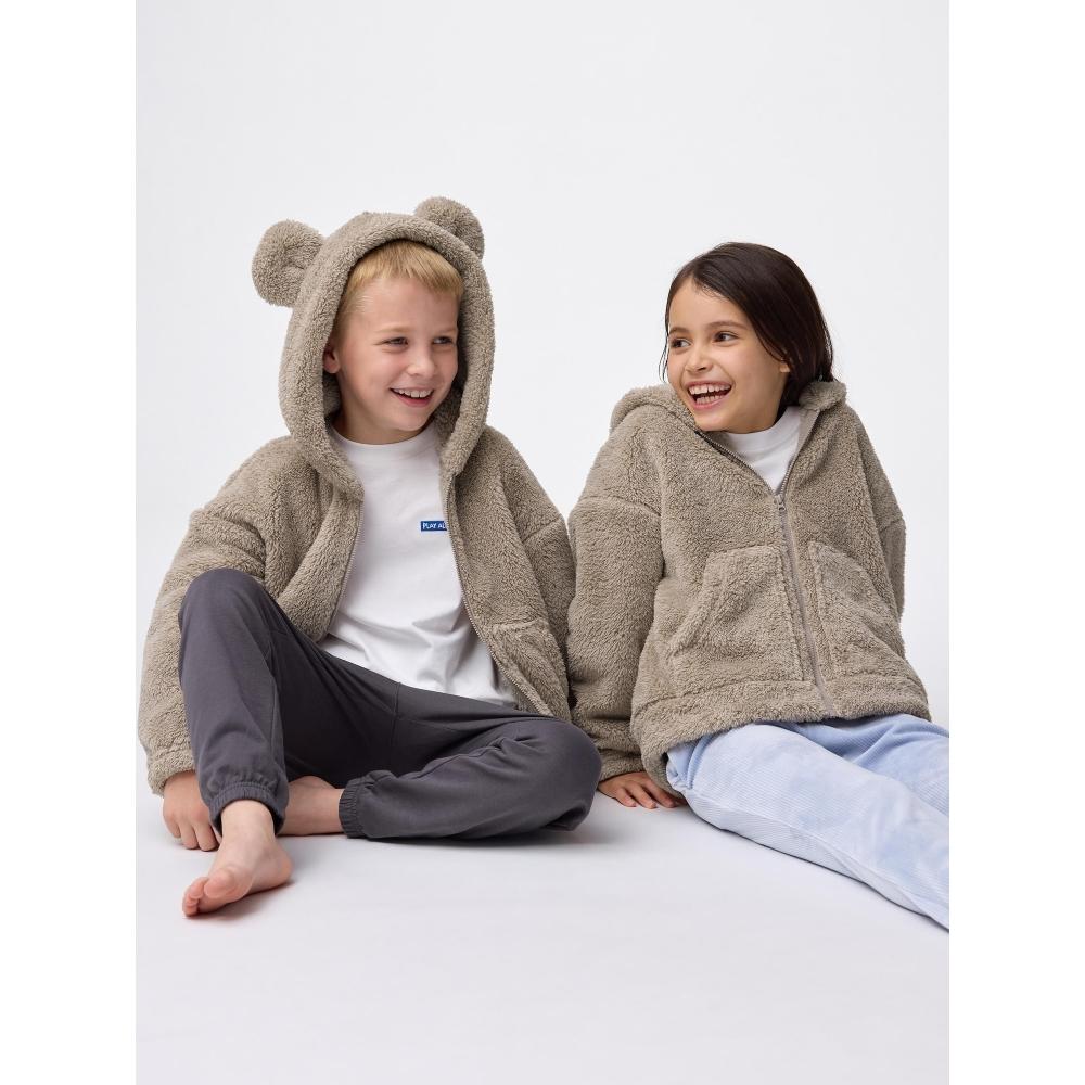 

Gu By Uniqlo Kids Marshmallow Feel Full Zip Parka Bear B 34 BROWN/160cm