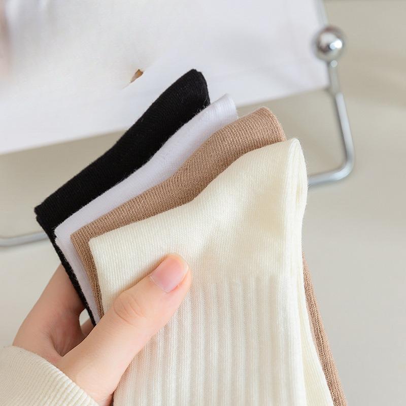 Loafers and Socks, Children's Spring and Autumn Mid-calf Solid Color Socks, Long Calf Socks, Pile Socks, Women's Long Socks