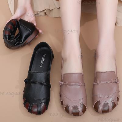 Bequeme Rutschfeste Ballerinas für ältere Frauen Weiche Sohle Leder Mokassins für Damen Frühling Herbst Freizeitschuhe Zapatos De Mujer