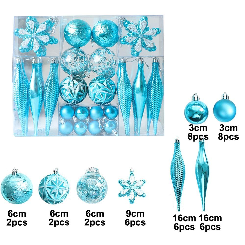 40PCS Shatterproof Assorted Christmas Ball Ornaments Set Colored Plastic Decorative Baubles Decorations Snowflake