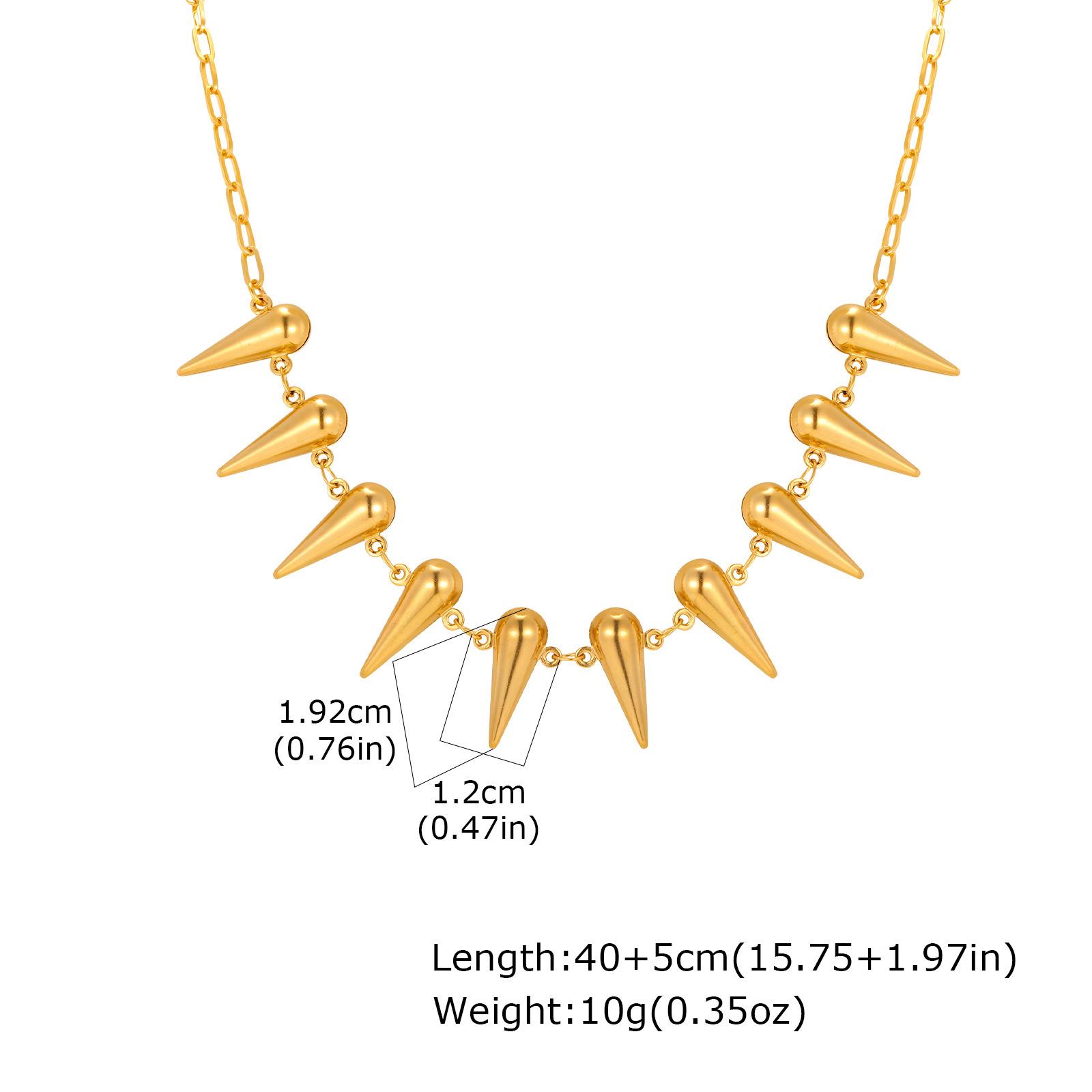 

Sweet And Cool Exaggerated Stainless Steel Small Square Chain Cone Rivet Necklace, Women S Personalized Accessories Nc-2512 золотой