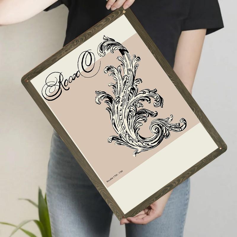 Rococo Style Metal Wall Art Vintage Ornate Scroll Design Decorative Iron Plaque for Home Decor 20x30cm（7.8x11.8inch）
