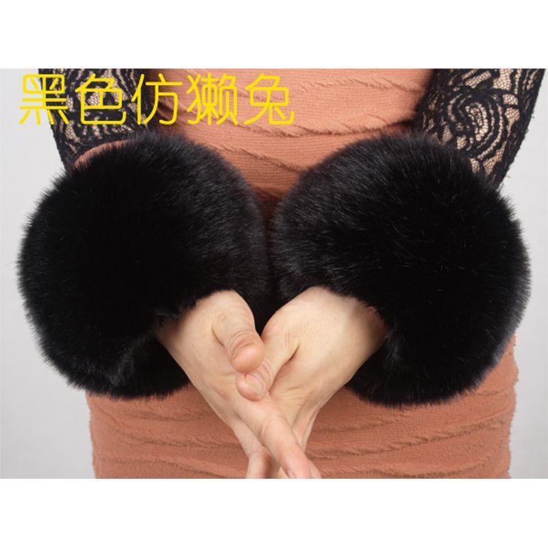 

Зимняя искусственная меховая рукавица с набивным манжетом, рукав-кольцо для руки, искусственный рукав, женская утолщенная большого размера, лисий мех, теплотехнологичная защита запястья, нарукавник