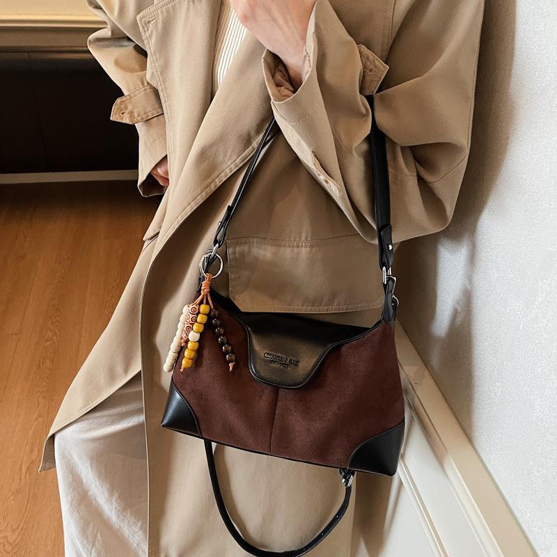 Casual Contrasting Colors Niche Maillard Commuter Bag New Versatile Women's Messenger Bag Retro Shoulder Armpit Bag
