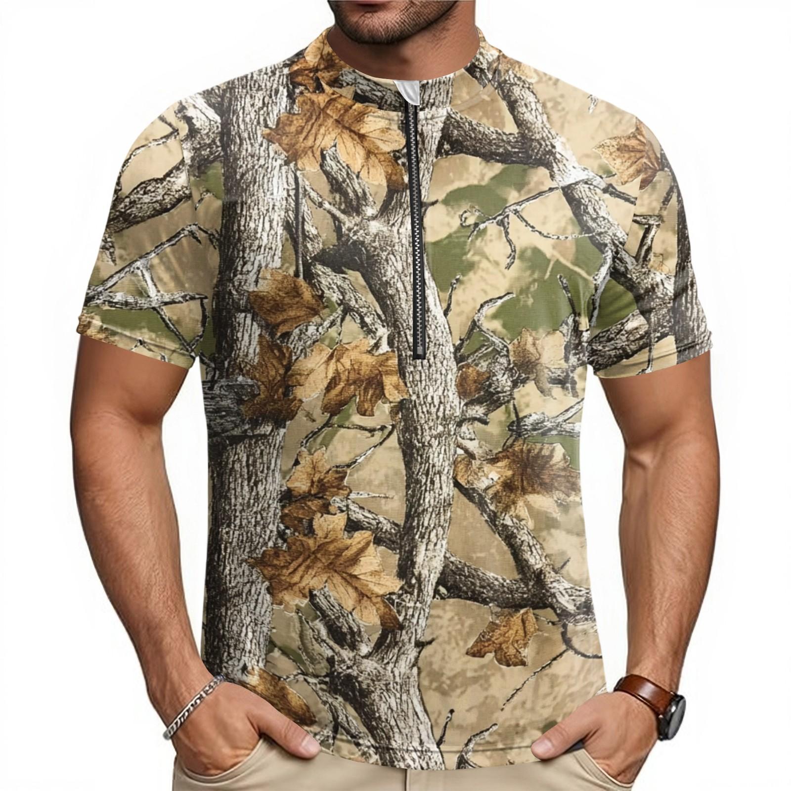 Men’s Crew Neck Printed Zip Breathable Quick Dry Short Sleeve Cycling Jersey for Outdoor Sports Activities L бронзовый