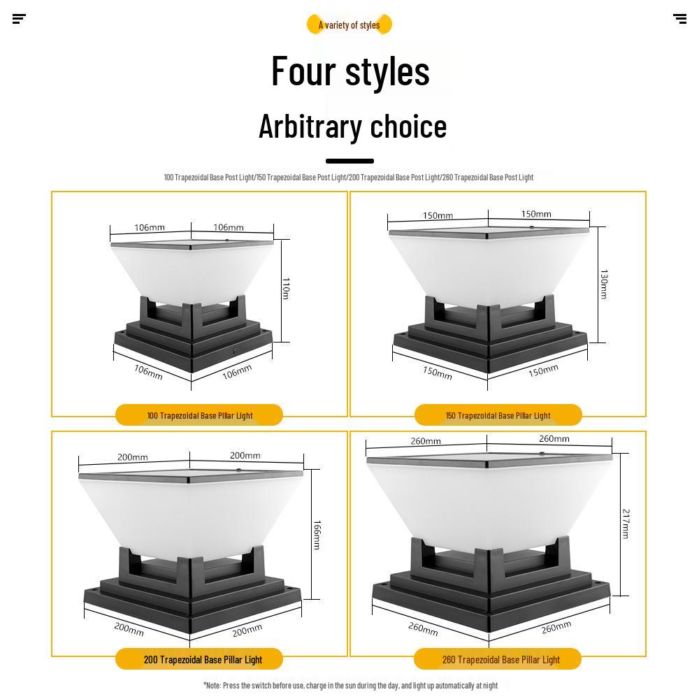 Luzes Solares Modernas para Poste de Jardim - Lâmpadas de Pilar Externas à Prova de Chuva para Vila, Cerca, Pátio ou Entradas de Portão