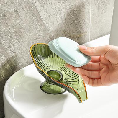 Soap Holder 1PC Drain Soap Box with Suction Cup Decorative Plastic Self Draining Bathroom Soap Tray Bathroom Organizers Storage