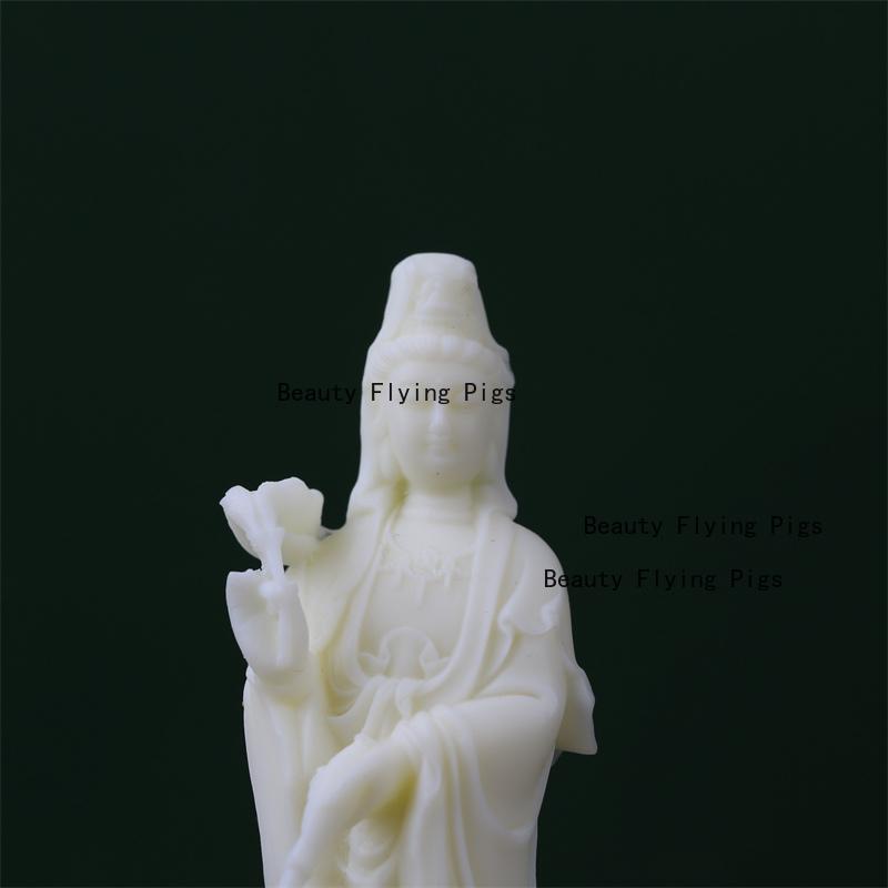 1pc Ivory Fruit Powder Guanyin Ornament Yulong Guanyin Statue Living Room Desktop Decoration Feng Shui Ornaments Home Decoration