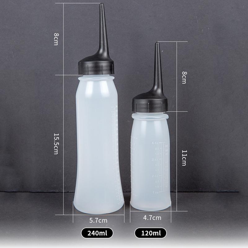 

2Pcs/Set 240ml 120ml Plastic Hair Oil Applicator Bottle Scale For Salon And Home Use Pointed Tip For Precision Application