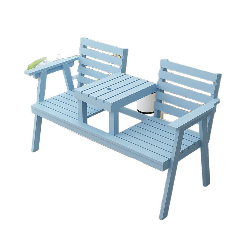 Krzesło ogrodowe zewnętrzne z litego drewna: Podwójna ławka kempingowa, na podwórko lub balkon