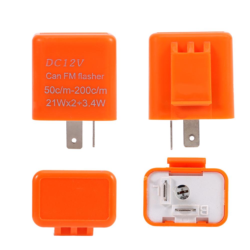 Universal Motorcycle Turn Signal Indicator 2 Pin Speed Adjustable LED Flasher Relay 12V Orange