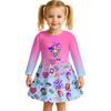 Kids Girls Casual Daily Dress Cute Cartoon Print Long Sleeves Dance Wear Princess Dress  2-12 Years