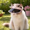Talos Pet Sun Visor Hat, Summer Floral Cat Cap with Ear Holes, Adjustable Wide Sunshade Brim Hat Cute Rabbit Ears for Cats Dogs Outdoor Protection