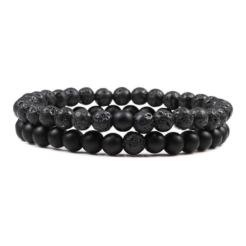 2Pcs/Set Couples Distance Bracelet Natural Stone Tiger Eyes Lava Beaded Bracelets & Bangles Men Women Jewelry Best Friend Gift