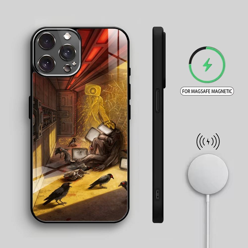 S-Skibidi T-Toilet Phone Case For iPhone17,16,15,14,13,12,11 Plus,Pro Max Magnetic For Magsafe Wireless Charging iPhone11