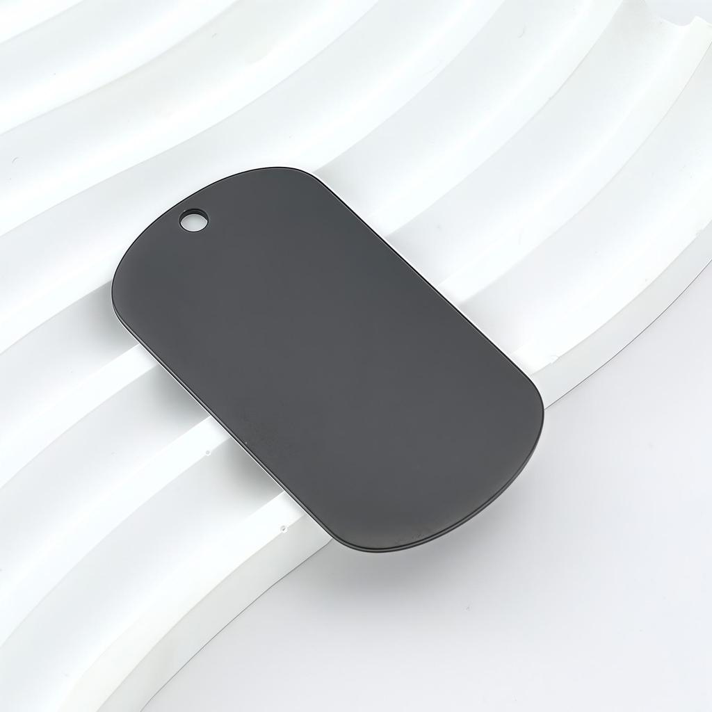 Brushed Stainless Steel Oval Dog Tag: Blank Military Necklace ID Tag for Laser Engraving
