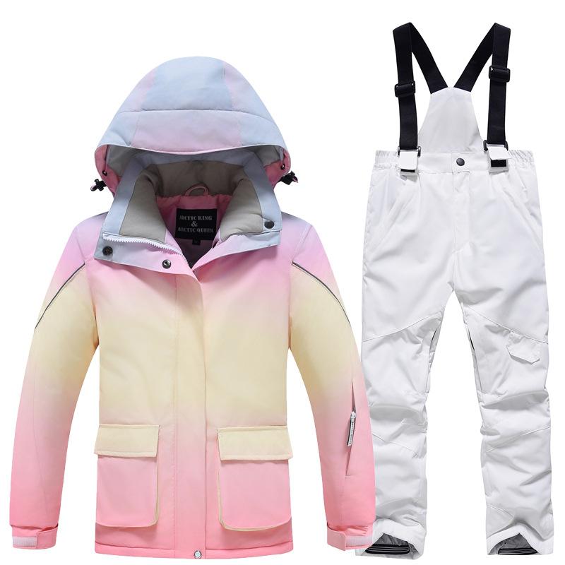 Girls ski suit winter outdoor waterproof windproof thickened warm thickened snowboard double snowboard ski suit ski suit set