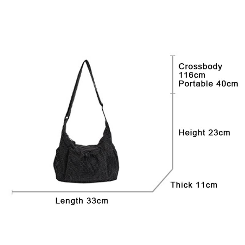 Korean Style Plaid Casual Shoulder Bag, Lightweight Checkered Crossbody Bag With Adjustable Strap, Cotton Quilted Fabric Handbag
