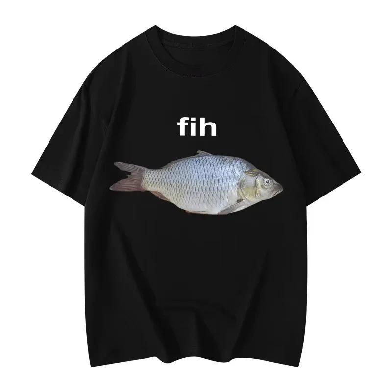 

Fih Fish Funny Meme T Shirt Fashion Short Sleeve T-shirts Women Clothing Funny Shirt Streetwear Tops Women Summer Soft Clothi... S разноцветный