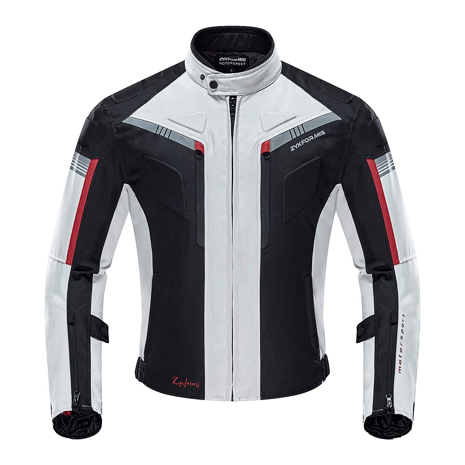 

Motorcycle jacket for all breathable and openable attachable removable thermal inner adjustable waist and reflector [Zyxformis] seasons, waterproof, белый
