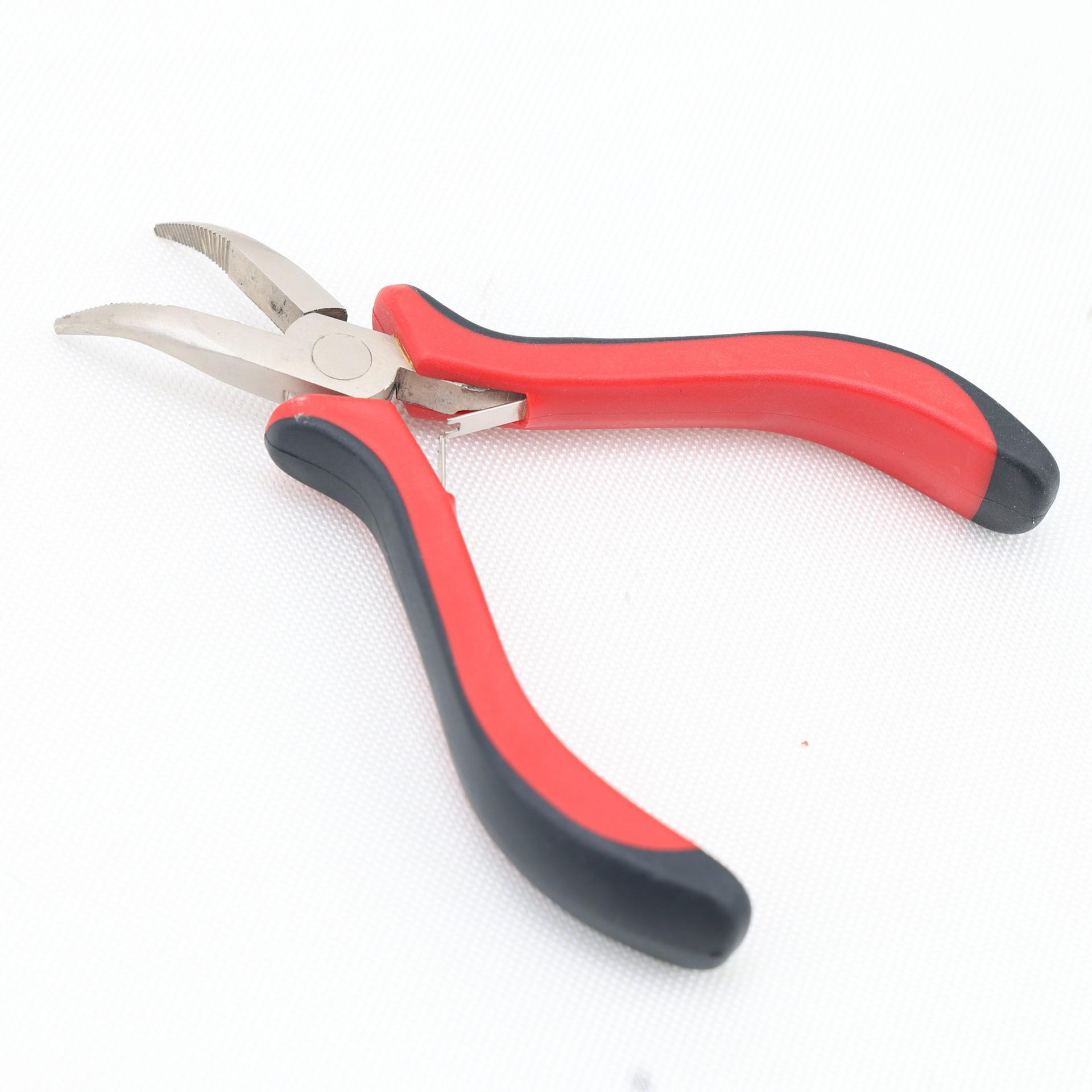 

Red & Black Handle Hair Extension Pliers Set with Silicone Buckle & Wooden Crochet Hook (3-Piece)