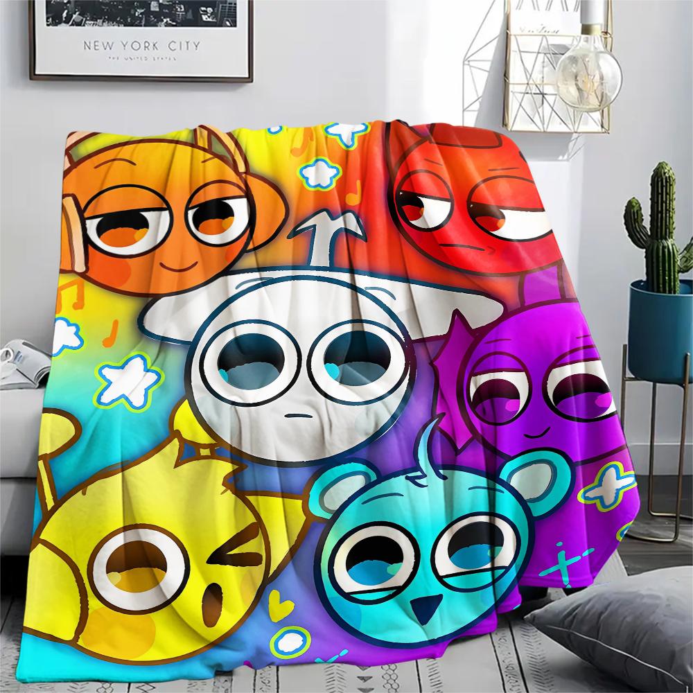 1 Stück Sprunki-Print Flanelldecke, Hohe Qualität für alle Jahreszeiten, Heimdekoration, Wärme und Komfort, Perfekt für Weihnachtsgeschenke