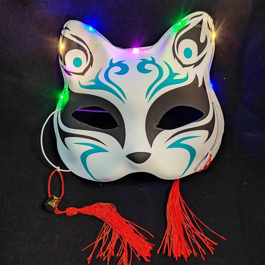 Luminous Cat Fox Mask - Hand-Painted Japanese Style Halloween Party Cosplay for Women