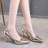 2026 High Heeled Single Shoes Autumn New Pointed Toe Shallow Mouth Cutout Slip-on Stiletto Feet Shoes