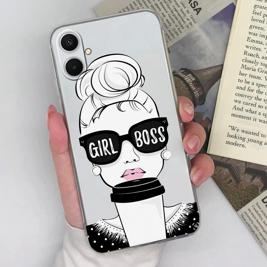 Für Samsung A07 A71 A53 A17 A37 A54 M36 F36 F56 Handyhülle Niedliches Junge Mädchen Etikettenmuster Transparentes TPU Silikon Modehülle Für Samsung Bumper Case
