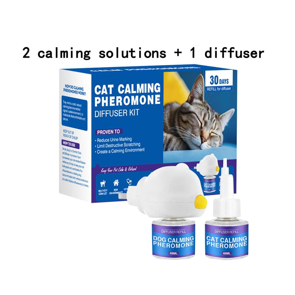Haustier Beruhigungs-Diffusor-Set - Katzenpheromone Beruhigungs-Diffusor Angst & Stress (1 Diffusor + 1/2 Nachfüllfläschchen 48ml) - 60 Tage