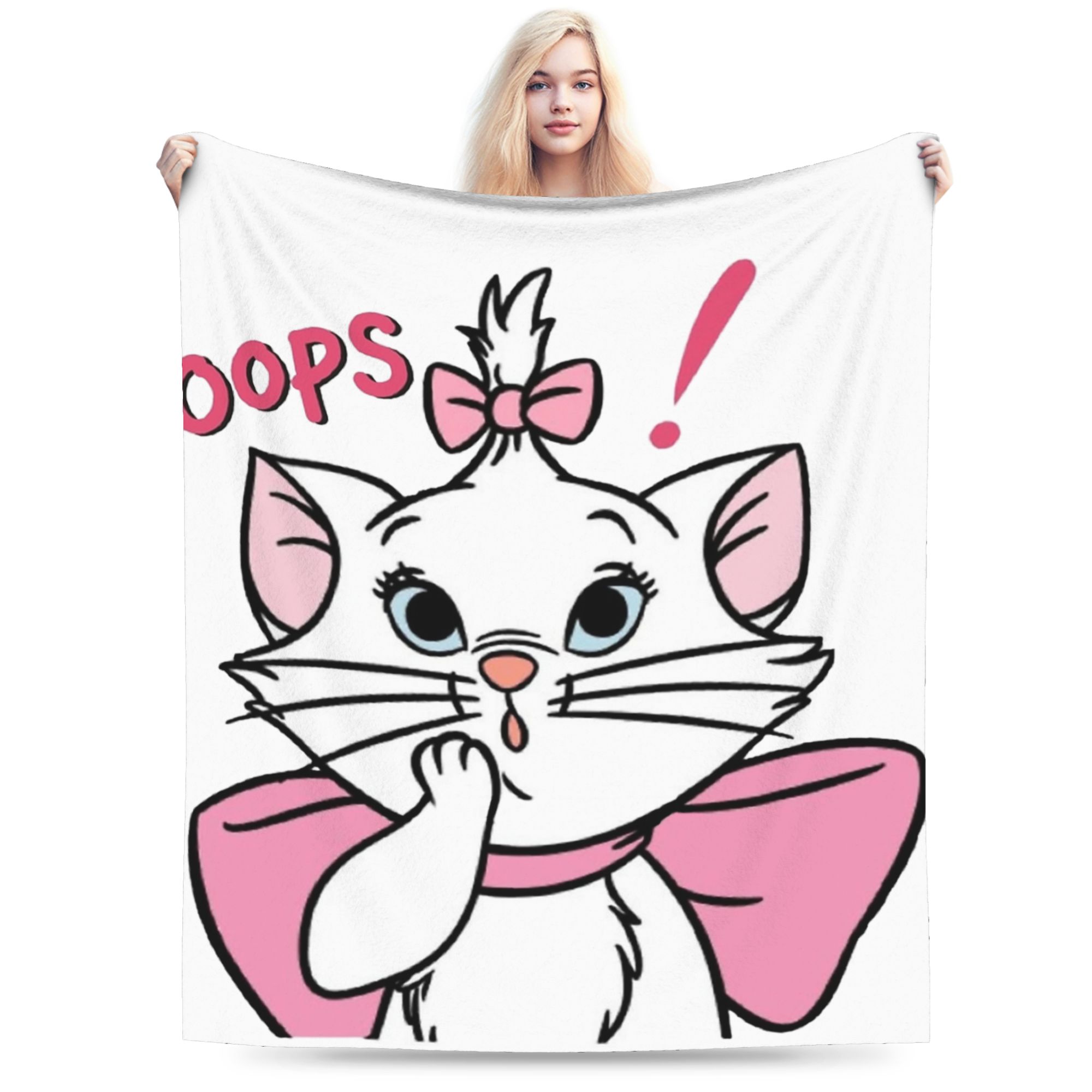 

Aristocats Marie Cat Knitted Blankets Pink Wool Throw Blanket Summer Air Conditioning Portable Soft Warm Bedspread 200x150cm 80x60in