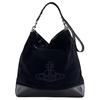 VIVIENNE WESTWOOD Geantă Tote Saturn Logo Curea de Umăr Reglabilă Detașabilă Piele de Vițel Întoarsă Femei genți tote Negru 41030003L001VN403