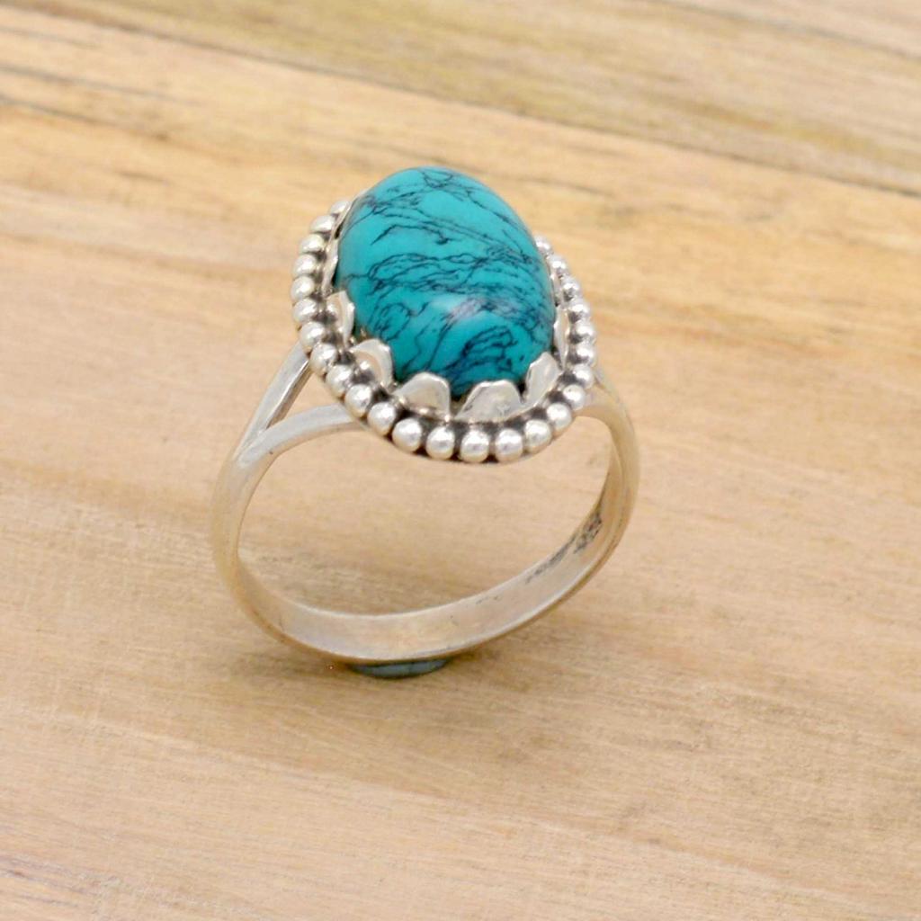 Türkis 925 Sterling Silber Damen Geburtsstein Handgefertigter Ring
