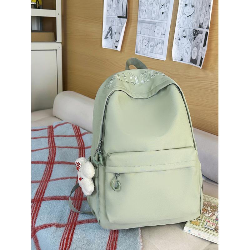 New letter-embroidered backpack for girls, large capacity, lightweight, stylish school backpack for middle and high school girls