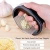 Kitchen Garlic Press Rocker 304 Stainless Steel Ergonomic Handle Garlic Mincer Slicer with Cleaning Brush Silicone Peeler