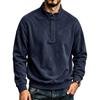 Sweatshirt Henley Homme Côtelé Lourd Col Montant Demi-Patte Boutonnée Pull Coupe Ample Manches Longues Hauts Décontractés Automne Hiver Hoodie Quotidien