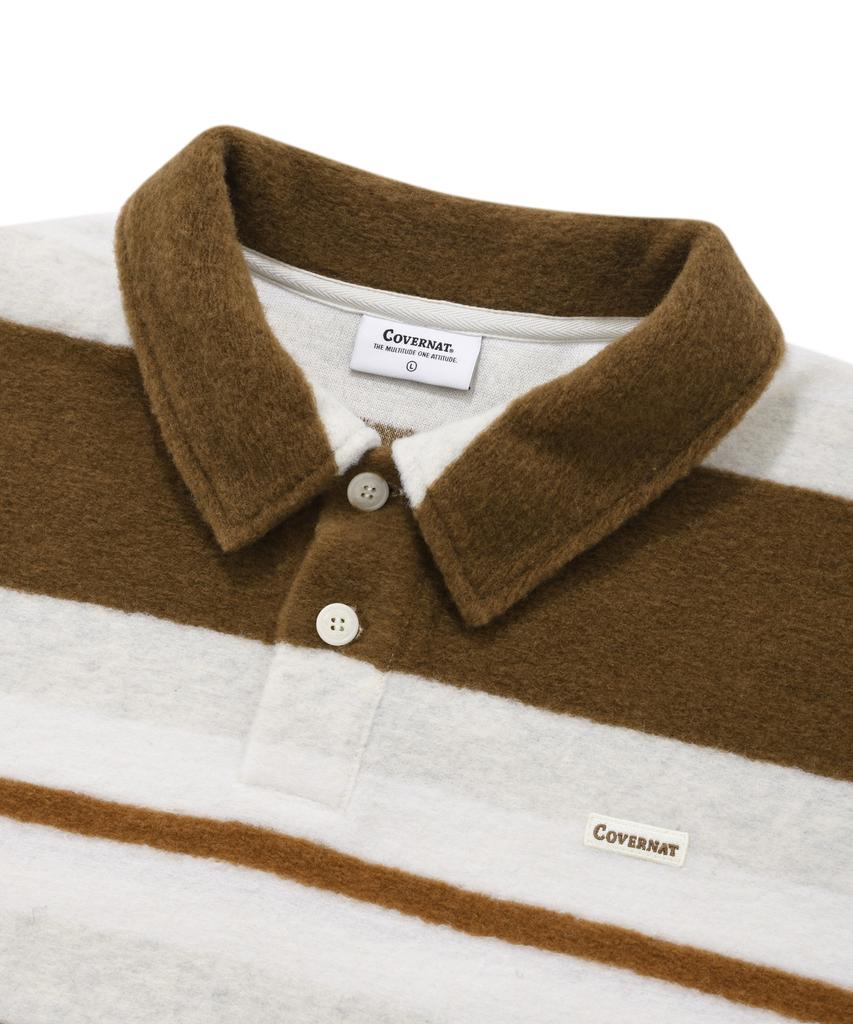 COVERNAT Striped Collar Knit Brown