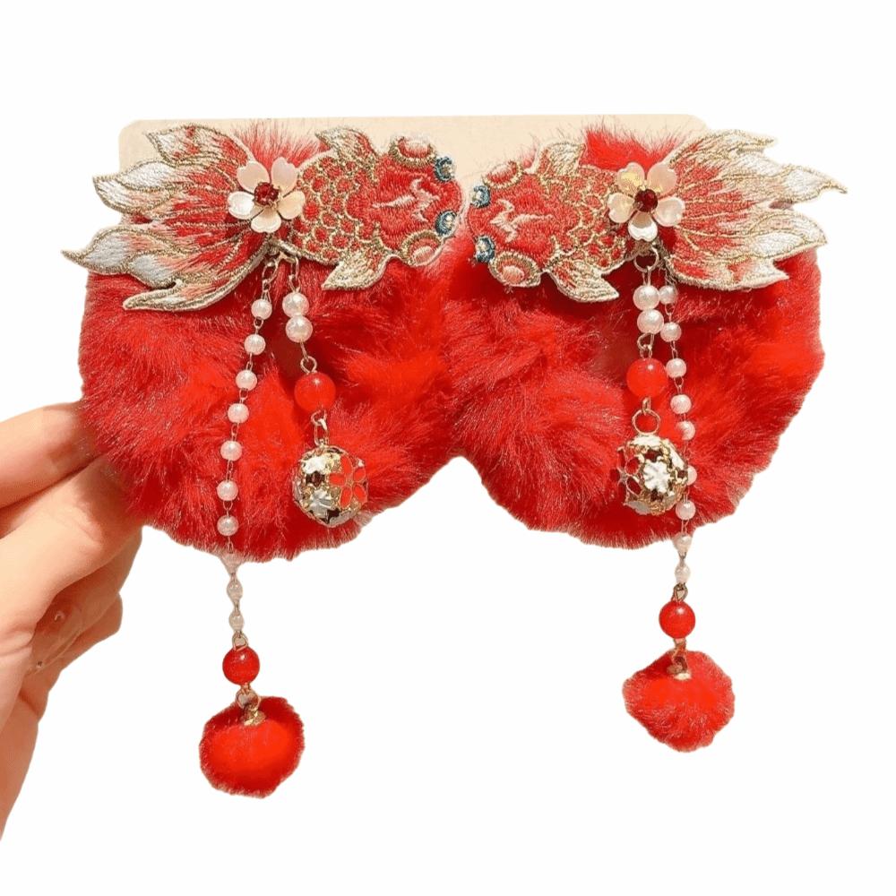 Traditional New Year Hair Ties Plush Children's Hair Ropes Celebration