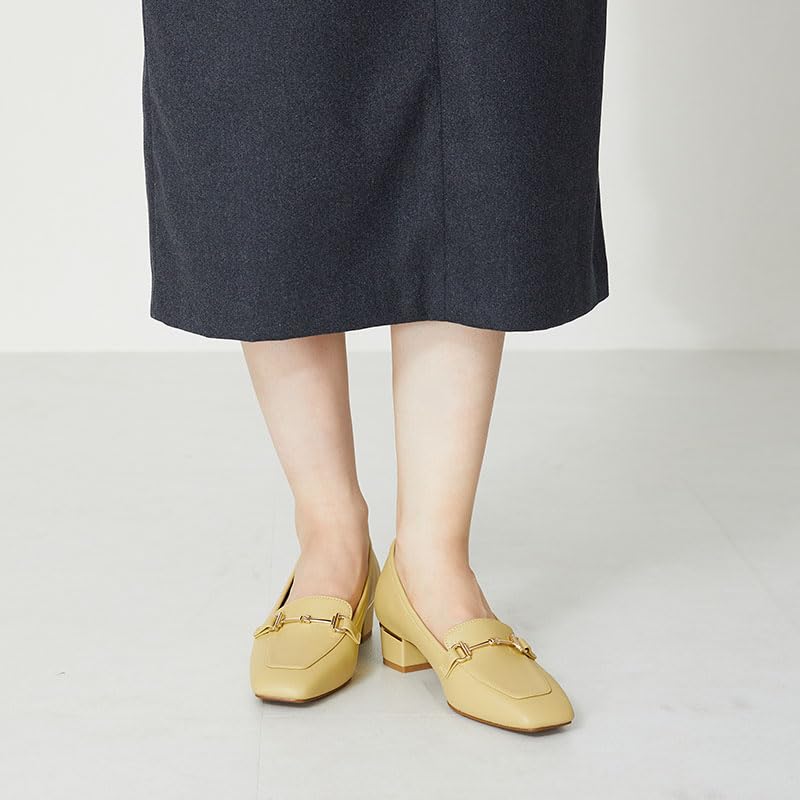 Women's Loafers and Pumps with a Bit Motif, Metallic Lines, Chunky Heel, and Comfortable Fit (52301)