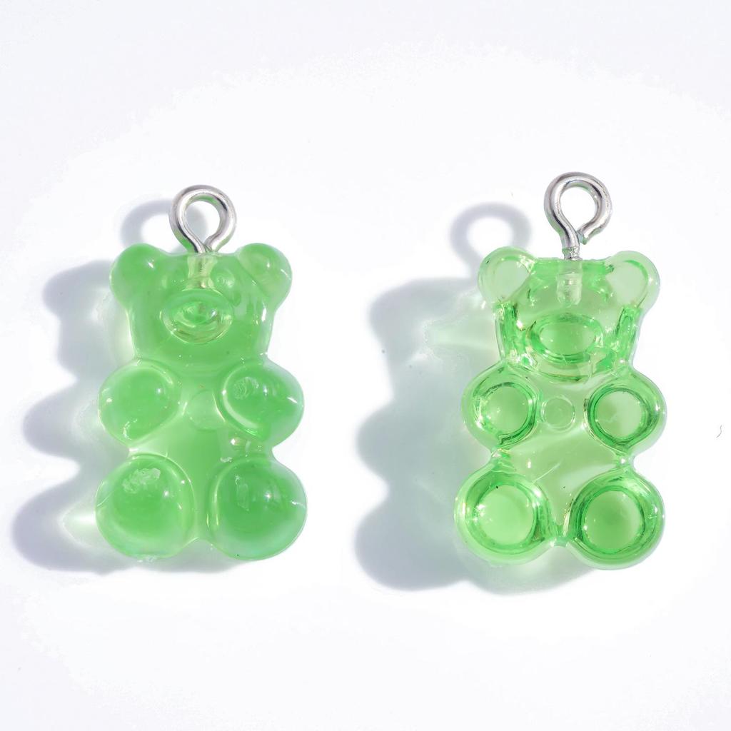Colorful Transparent Bear Resin Pendant for DIY Jewelry and Keychains