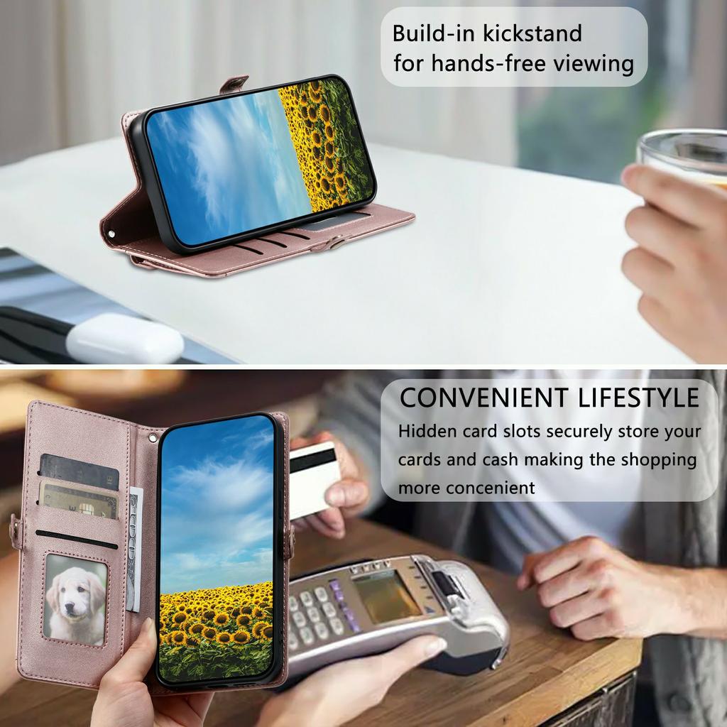 Dla Xiaomi Poco M8 Pro 5G/Redmi Note 15 Pro+ 5G (Światowy) Skórzane etui z paskiem na nadgarstek, portfel, podstawka, etui na telefon