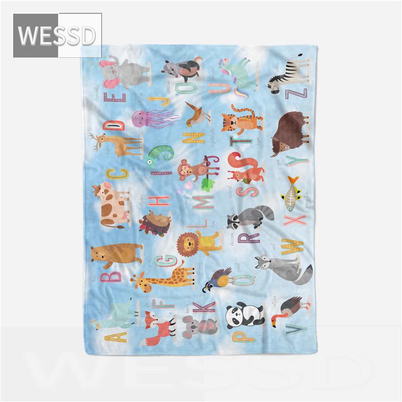 

Одеяло с рисунком алфавита, детское одеяло в скандинавском стиле, кавайное одеяло, мягкое пушистое фланелевое флисовое односпальное покрывало на детскую кровать 80x100cm