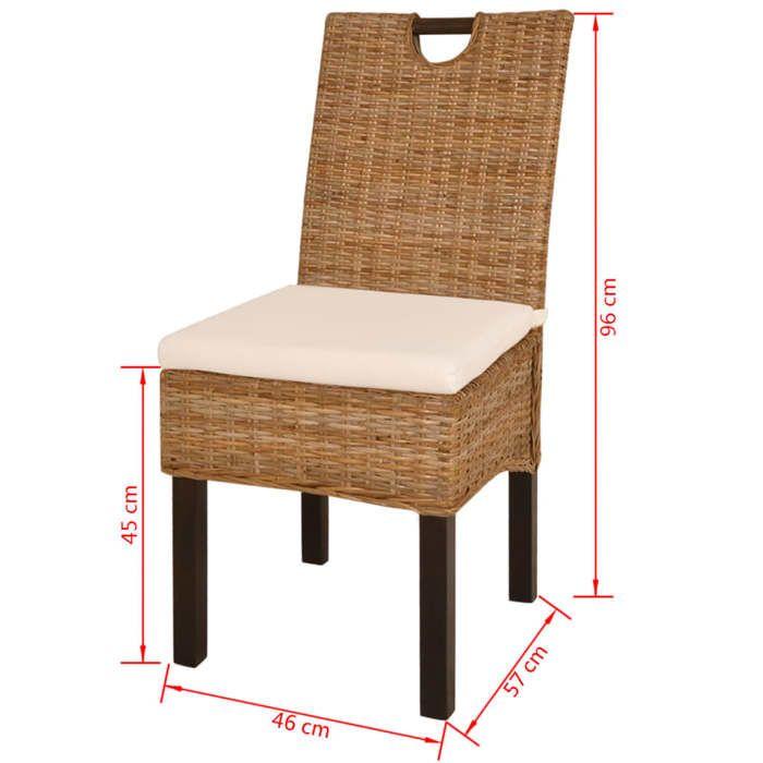 Dining Chairs - vidaXL - Set of 4 - Kubu Rattan - Mango Wood - Contemporary Style