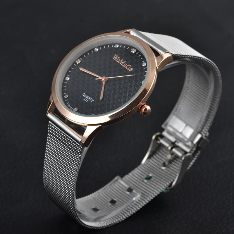 Rose gold Full Satinless Steel Quartz Watch WoMaGe Top Brand Luxury ladies men unisex wristwatch