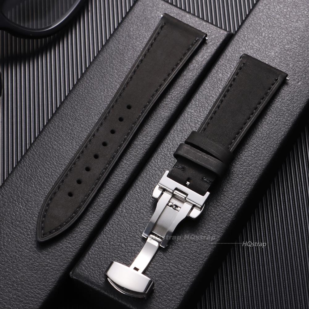 Quick Release Bracelet Leather Watch Band Vintage Cowhide Strap18mm 19mm 20mm 21mm 22mm 24mm Butterfly Buckle Wristband