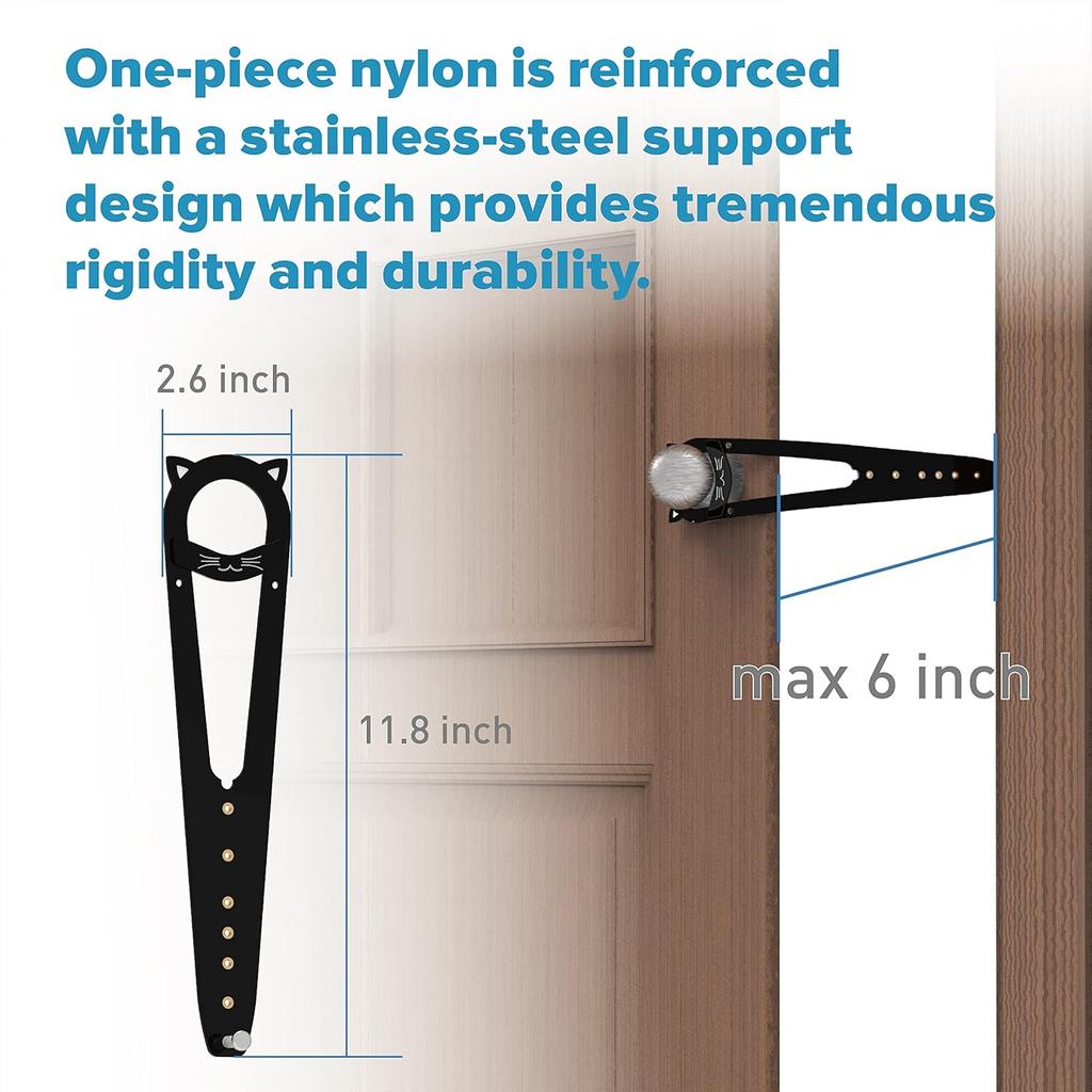 Cat Door Latch with Stabilizer, 7 Sizes Adjustable Cat Door Holder Latch to Keep Dog Out of Litter Box, Economical Alternative of Pet Gates and