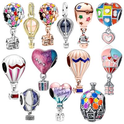 2026 925 Pingente Balão de Ar Quente Brilhante Contas Encaixe Pulseira Original de Prata Colar Joias DIY Presente para Mulheres