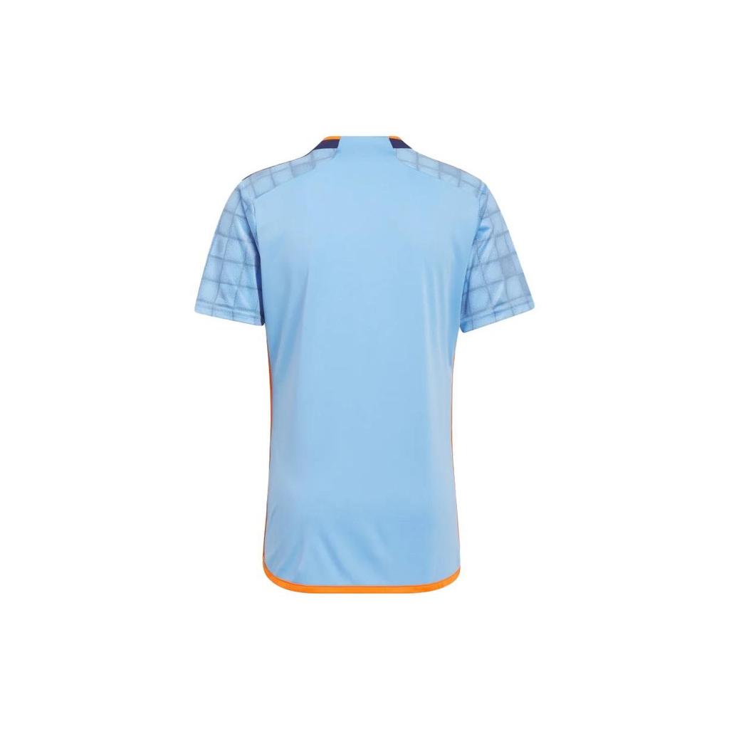 Adidas Letter Pattern Printed Round Neck Short Sleeve T-Shirt Men Tops Light-Blue HI1878
